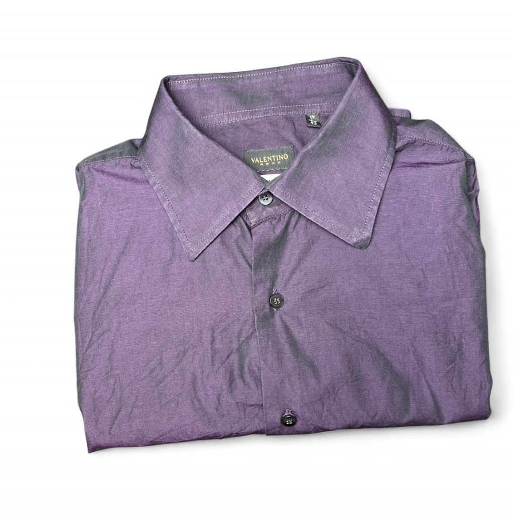 Valentino Roma Slim Fit Iridescent Purple Color Men’s Size 17/43 Button Down